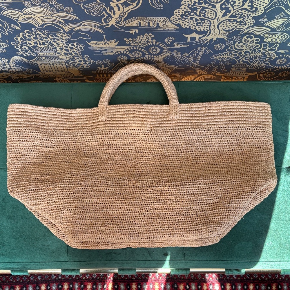 IBELIV Vanilla Raffia Tote Bag